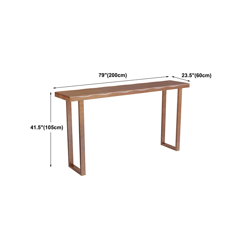 Modern Solid Wood Bar Table Brown Rectangle Bar Height Cocktail Table with Sled Base