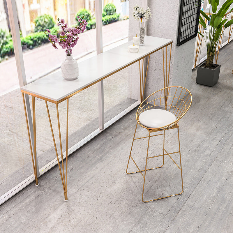 Modern White Wooden Bar Table Rectangle Dining Table with 4 Legs