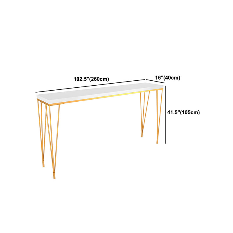 Modern White Wooden Bar Table Rectangle Dining Table with 4 Legs
