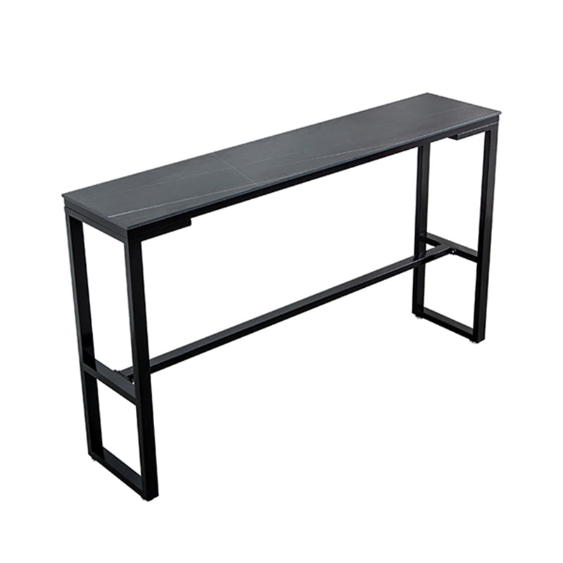 Sintered Stone Bistro Bar Desk Rectangle Bar Height Table with Trestle Base