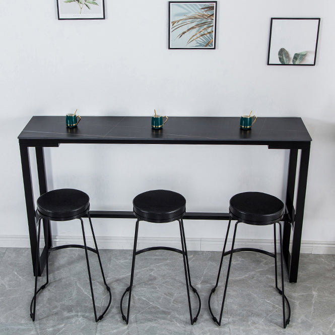 Sintered Stone Bistro Bar Desk Rectangle Bar Height Table with Trestle Base