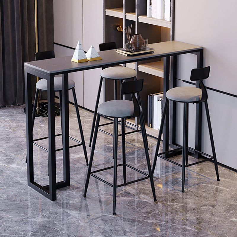 Contemporary Rectangle Bar Dining Table Stone Top and Iron Base  Bar Table