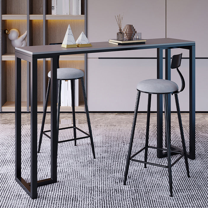 Contemporary Rectangle Bar Dining Table Stone Top and Iron Base  Bar Table