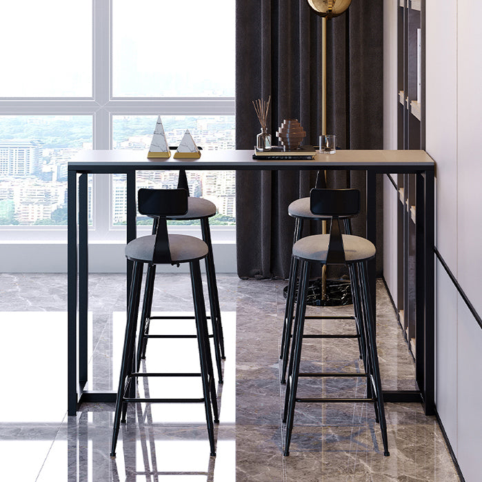 Contemporary Rectangle Bar Dining Table Stone Top and Iron Base  Bar Table