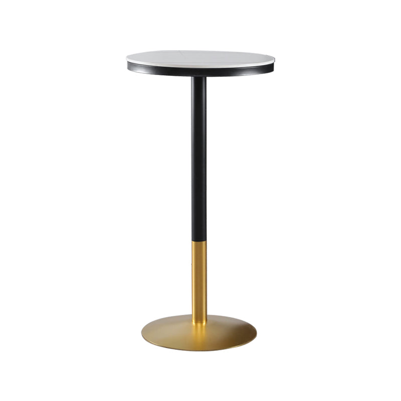 Round Stone Bar Dining Table Glam Pedestal Bar Table for Living Room