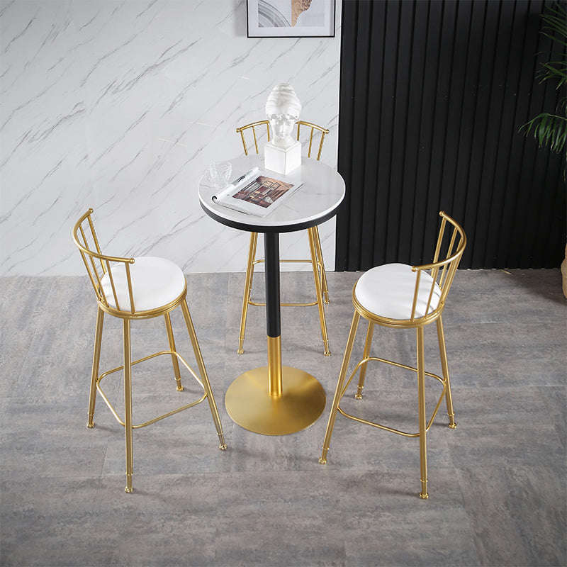 Round Stone Bar Dining Table Glam Pedestal Bar Table for Living Room