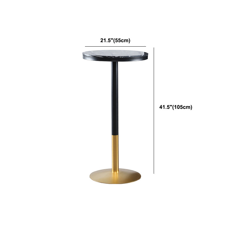 Round Stone Bar Dining Table Glam Pedestal Bar Table for Living Room