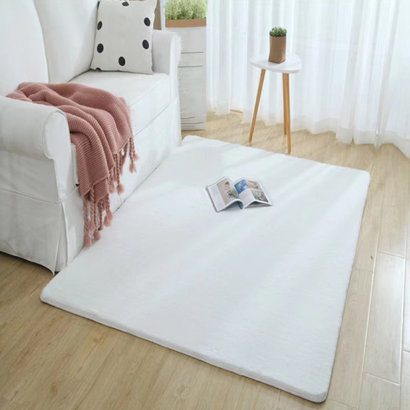 Short Velvet Rectangle Shape Rug Solid Color Living Room Carpet Polyester Washable Rug