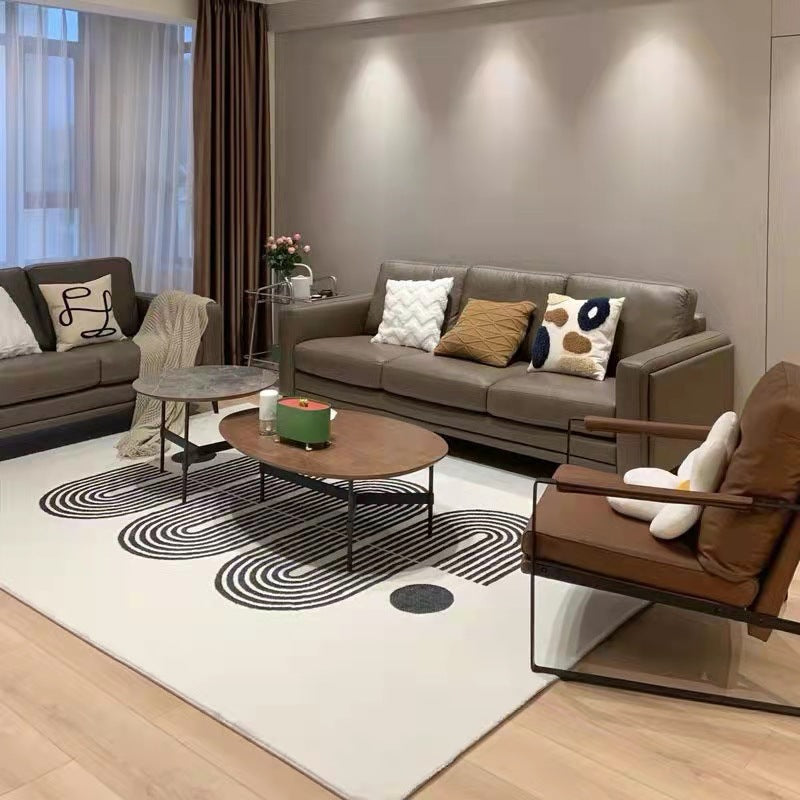 Rectangle Shape Geometric Pattern Rug Stain Resistant Loom Rug for Bedroom