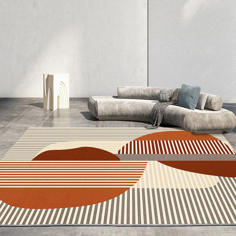 Rectangle Shape Geometric Pattern Rug Stain Resistant Loom Rug for Bedroom