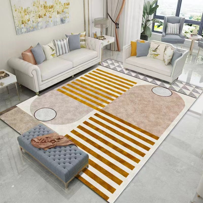 Modern Style Rug Geometric Pattern Rectangle Stain Resistant Shape Rug for Home Decor