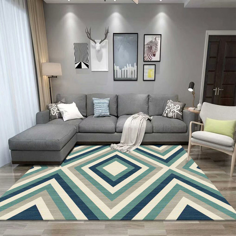 Modern Style Rectangle Shape Rug Geometric Pattern Living Room Carpet Washable Area Rug