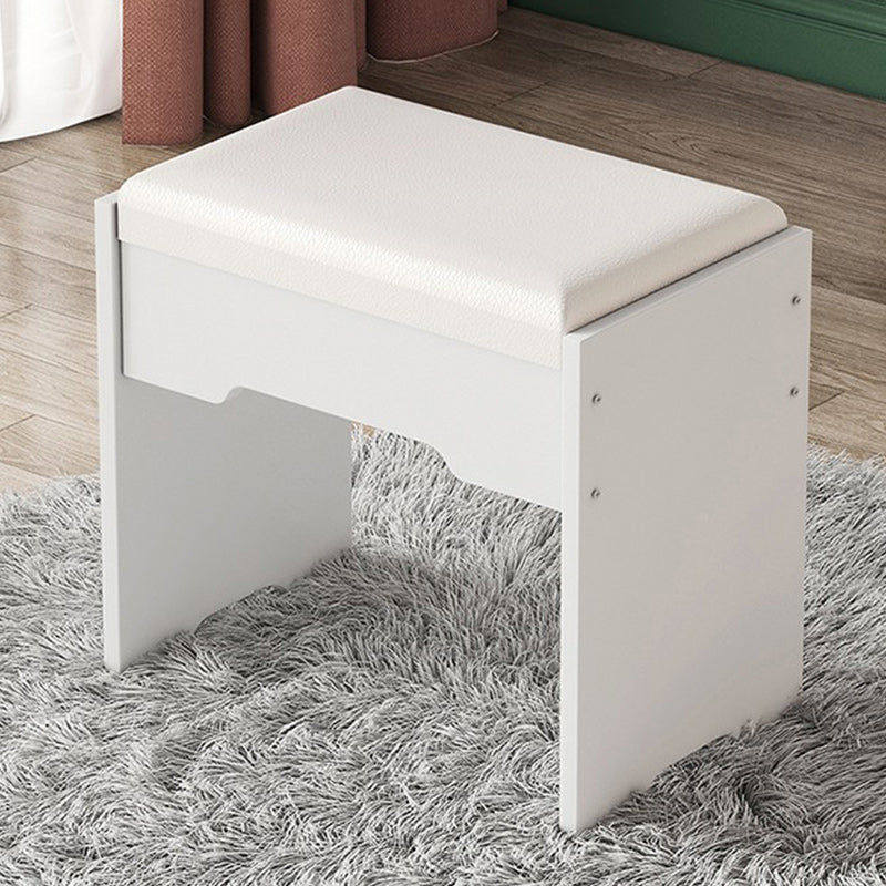 Modern Ottoman Pure Color Rectangle Upholstered Wood Frame Fade Resistant Pouf