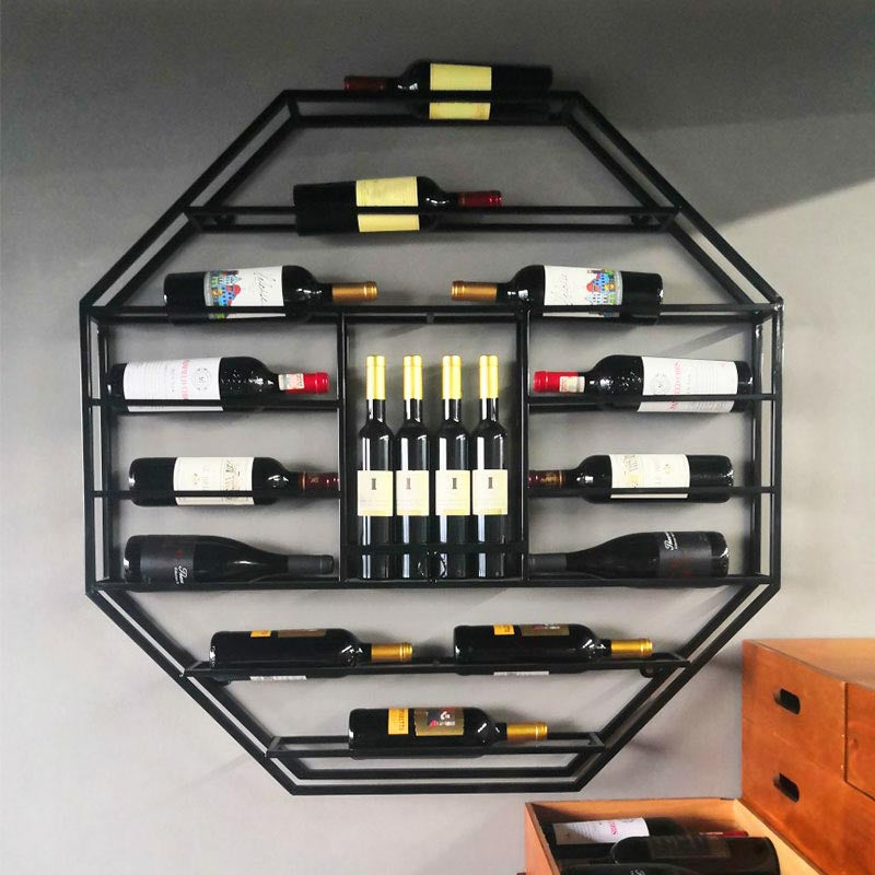 Industrial Wall Mounted Bottle Wine Rack Metal Wine Rack Bottle in Brass