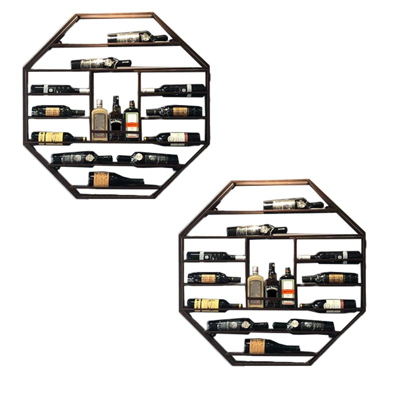 Industrial Wall Mounted Bottle Wine Rack Metal Wine Rack Bottle in Brass