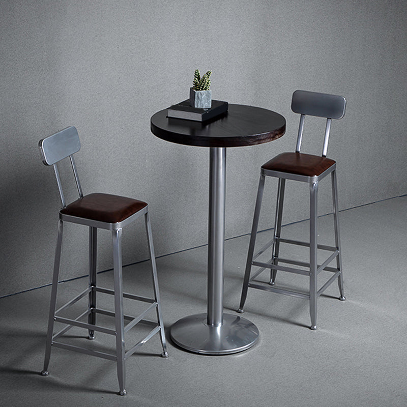 1/2/3 Pieces Industrial Pub Table Set Silver and Brown Bar Table and Stools