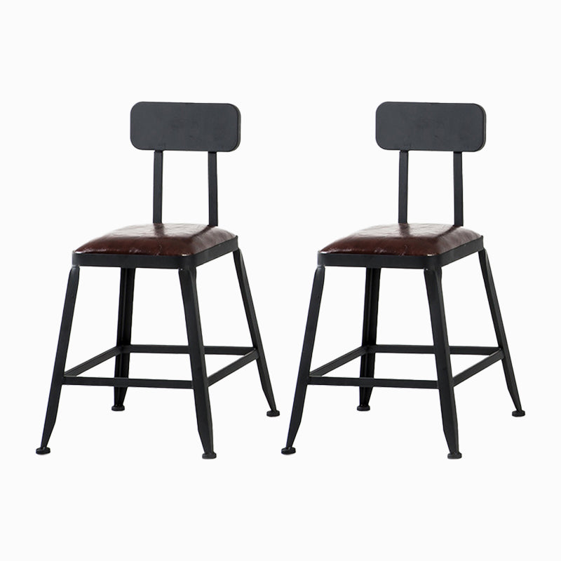 Industrial Metal Stool Faux Leather Cushion Footrest Stool for Bar