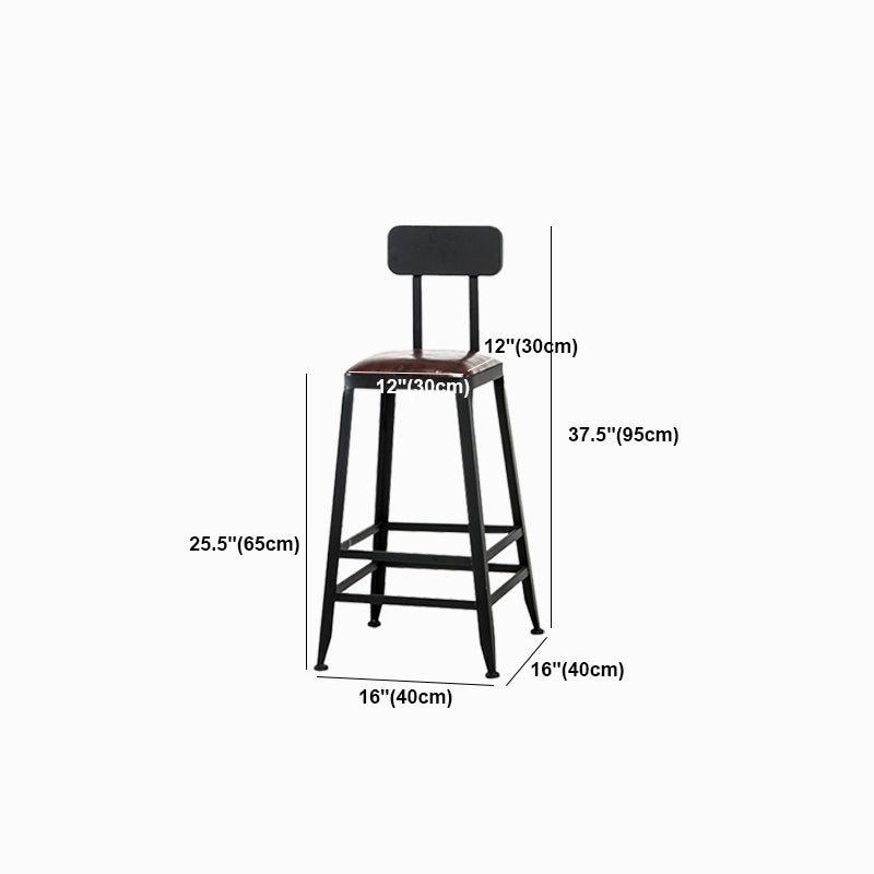 Industrial Metal Stool Faux Leather Cushion Footrest Stool for Bar