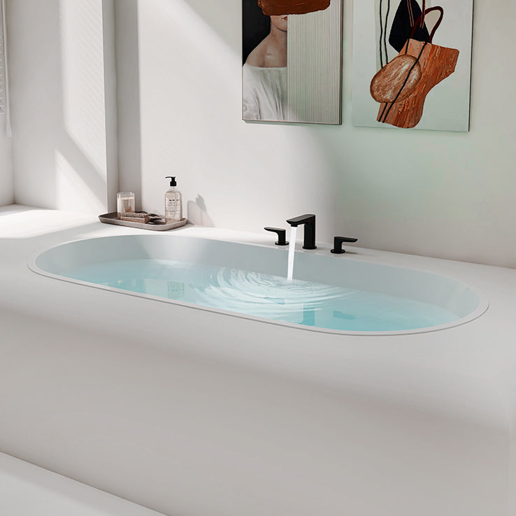 Modern Oval Drop-in Bath Tub 23.22" H White Acrylic Bathtub for Home
