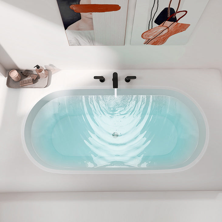 Modern Oval Drop-in Bath Tub 23.22" H White Acrylic Bathtub for Home