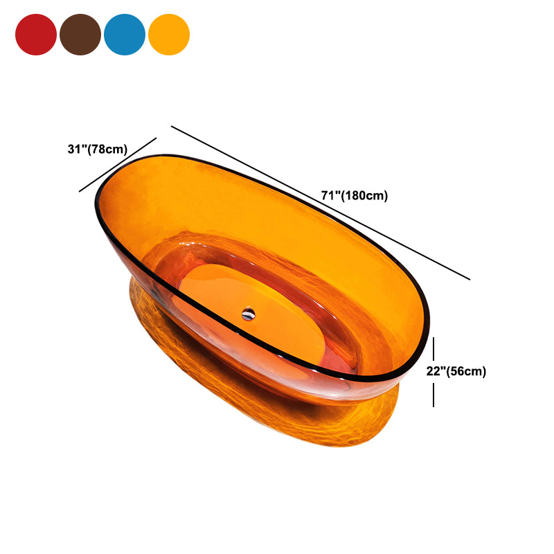 Modern Soaking Freestanding Tub Colorful Oval Bathtub for Home