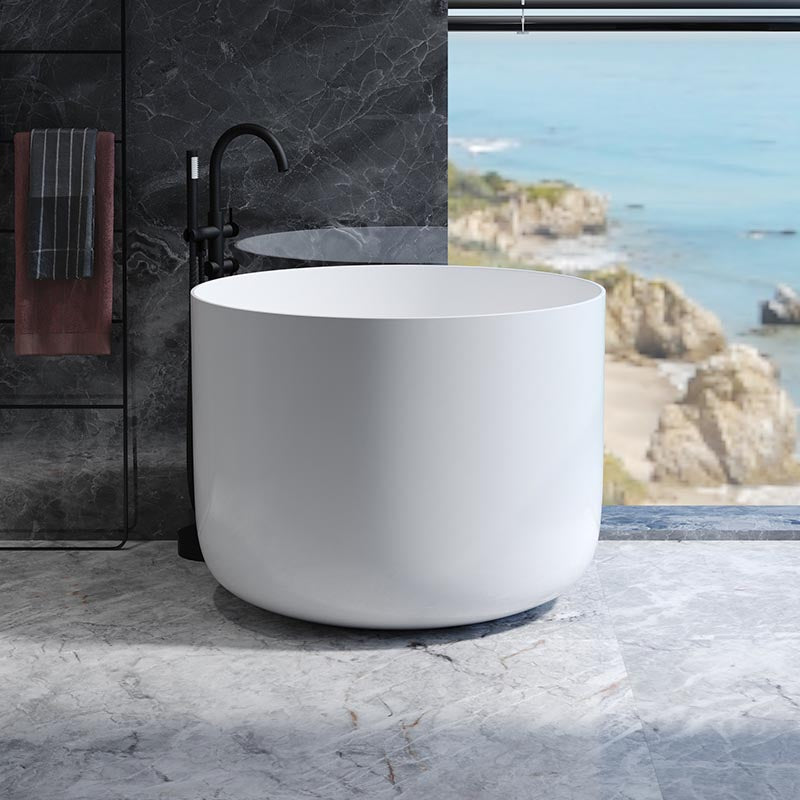 Modern Round Acrylic Bath Tub 26.77" H Freestanding Bathtub for Home