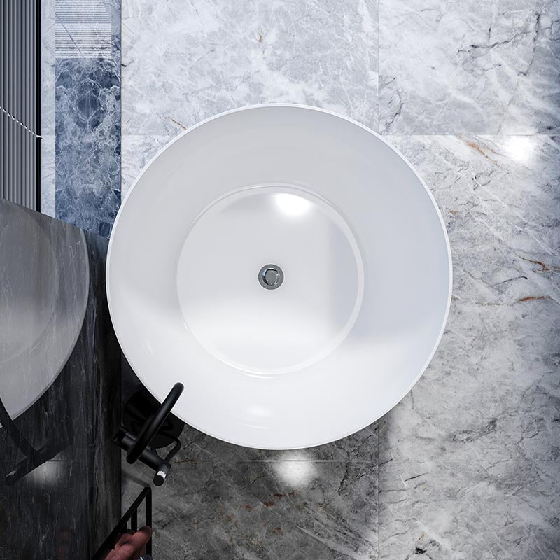 Modern Round Acrylic Bath Tub 26.77" H Freestanding Bathtub for Home