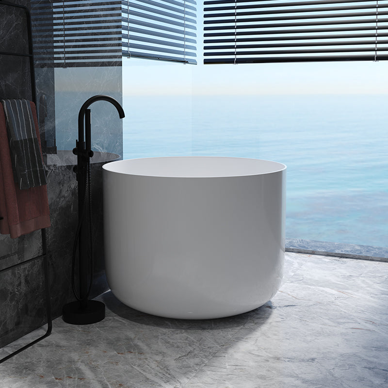 Modern Round Acrylic Bath Tub 26.77" H Freestanding Bathtub for Home