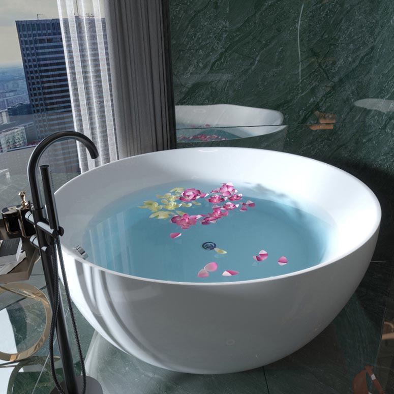 Modern Acrylic Bathtub Round Freestanding Tub for Home and Hotel
