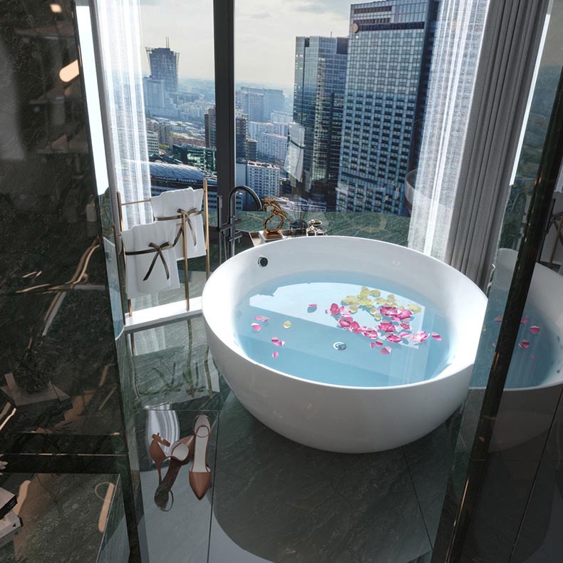 Modern Acrylic Bathtub Round Freestanding Tub for Home and Hotel