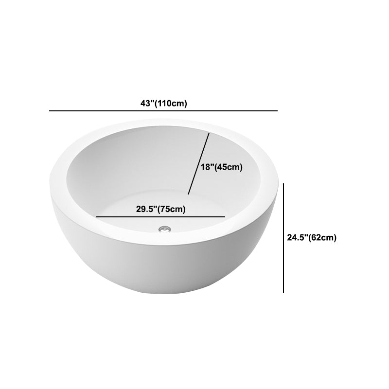 Modern Acrylic Bathtub Round Freestanding Tub for Home and Hotel
