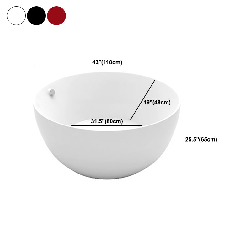 Modern Acrylic Bathtub Round Freestanding Tub for Home and Hotel