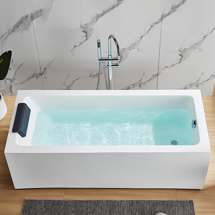 Modern Freestanding Rectangular Bath Tub Acrylic Home Bathtub in White