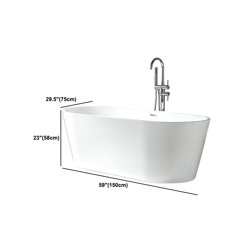 Modern Freestanding Bathtub White Acrylic Bath Tub for Home and Hotel