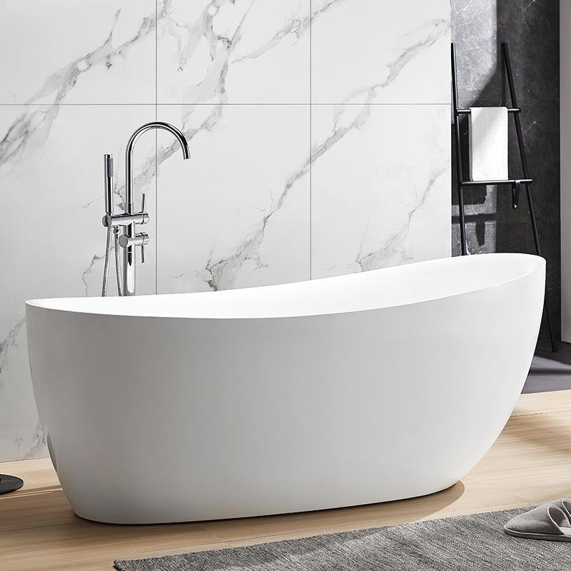 Modern Oval Acrylic Bathtub Home Freestanding Bath Tub in White
