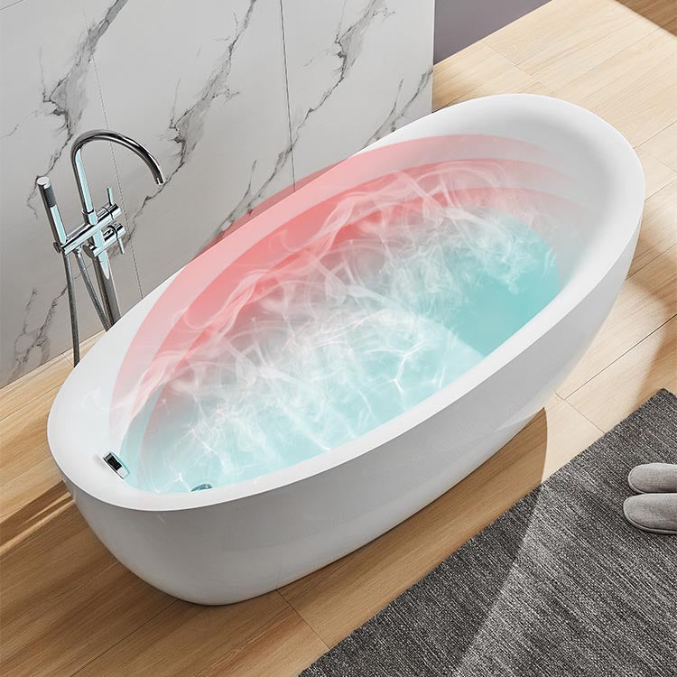 Modern Oval Acrylic Bathtub Home Freestanding Bath Tub in White