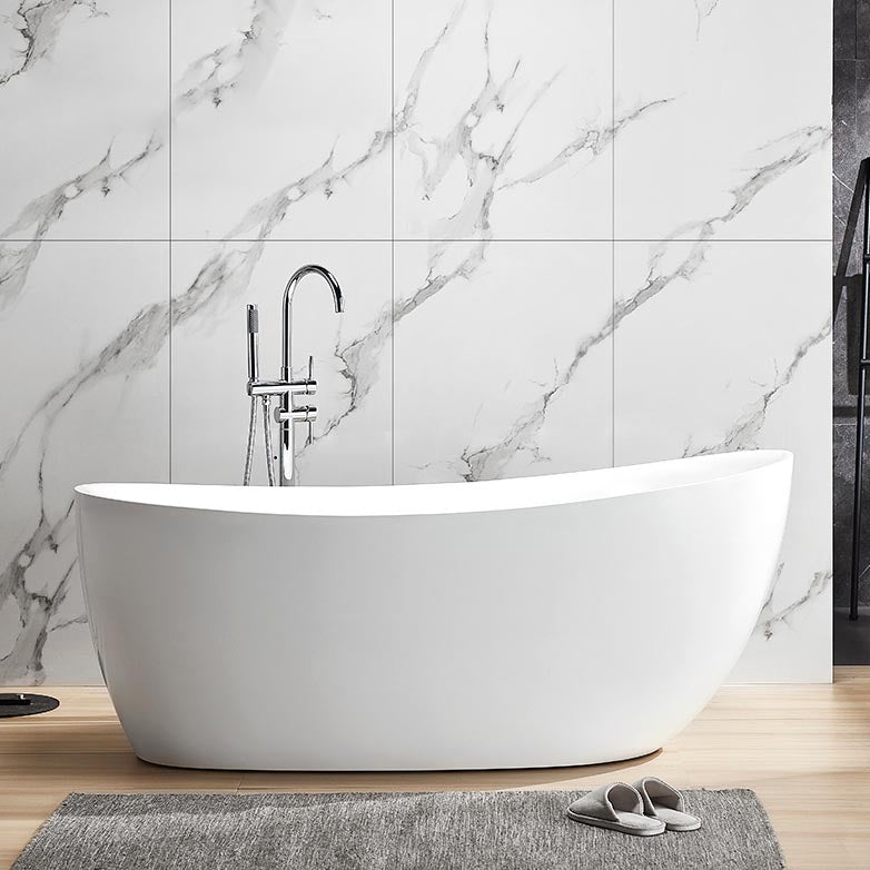 Modern Oval Acrylic Bathtub Home Freestanding Bath Tub in White