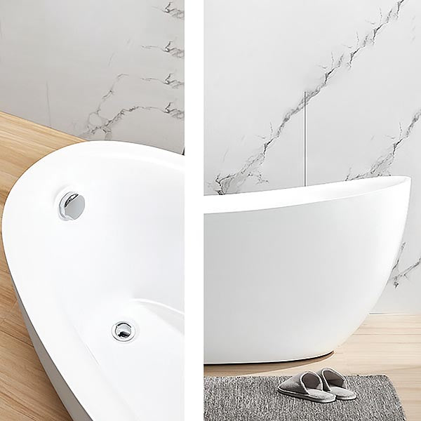 Modern Oval Acrylic Bathtub Home Freestanding Bath Tub in White