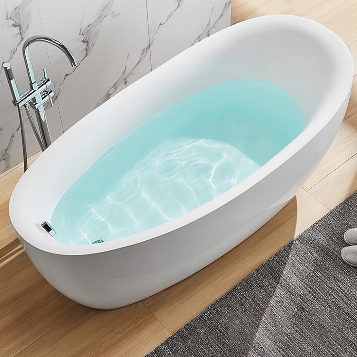 Modern Oval Acrylic Bathtub Home Freestanding Bath Tub in White