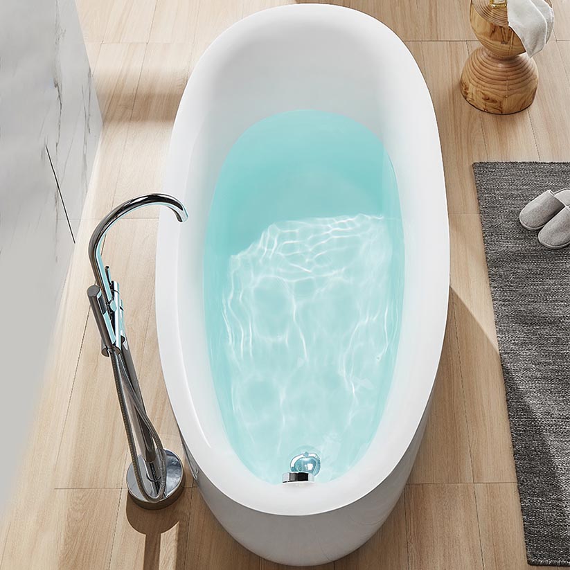 Modern Oval Acrylic Bathtub Home Freestanding Bath Tub in White