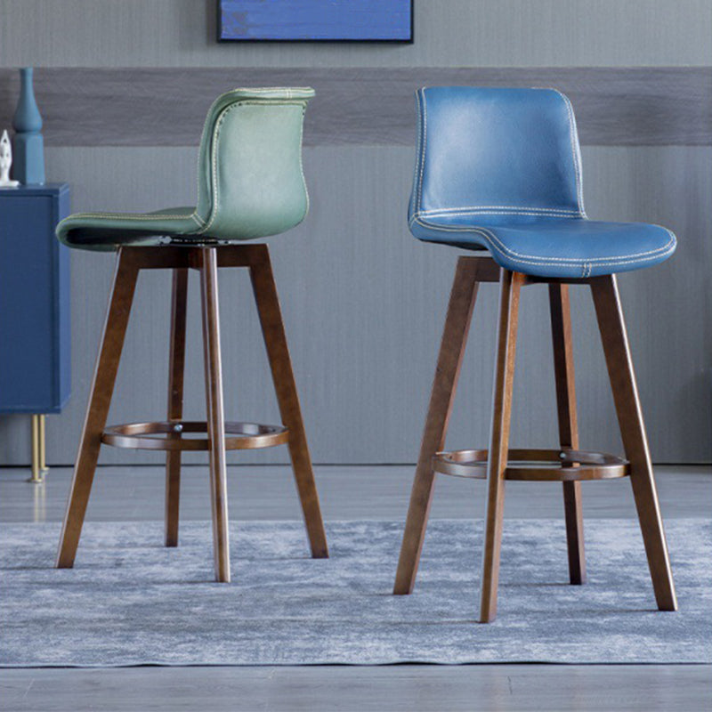 Contemporary Home Low Back Stool Matte Finish Leather Barstool