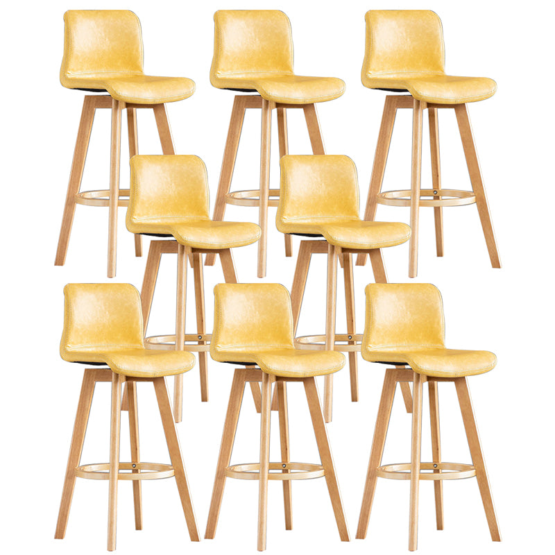 Contemporary Home Low Back Stool Matte Finish Leather Barstool