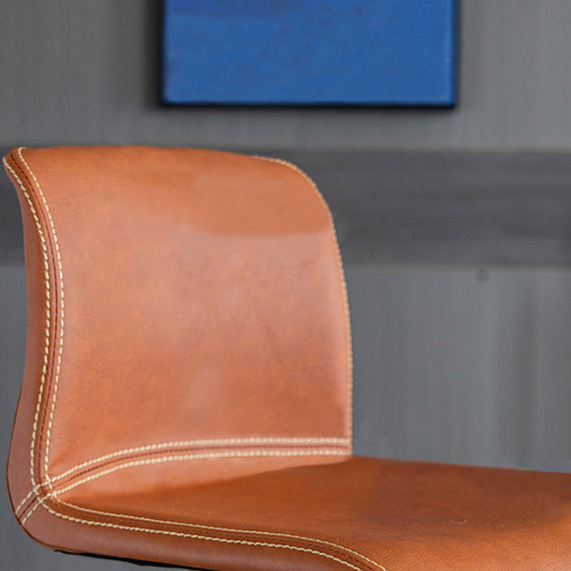 Contemporary Home Low Back Stool Matte Finish Leather Barstool