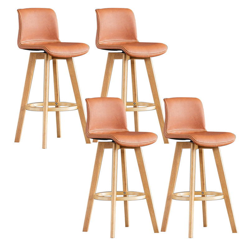 Contemporary Home Low Back Stool Matte Finish Leather Barstool