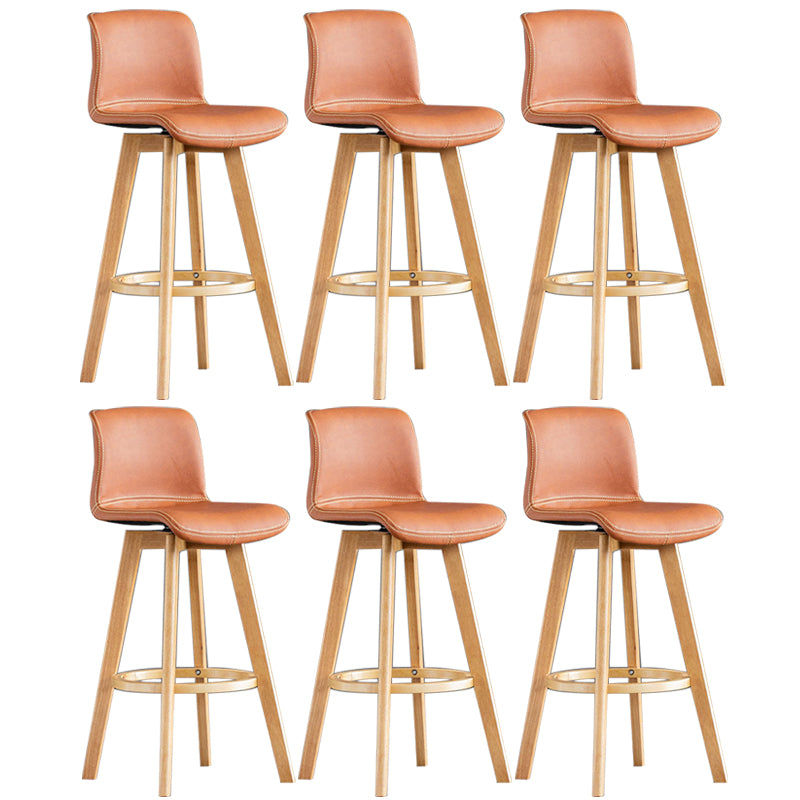 Contemporary Home Low Back Stool Matte Finish Leather Barstool