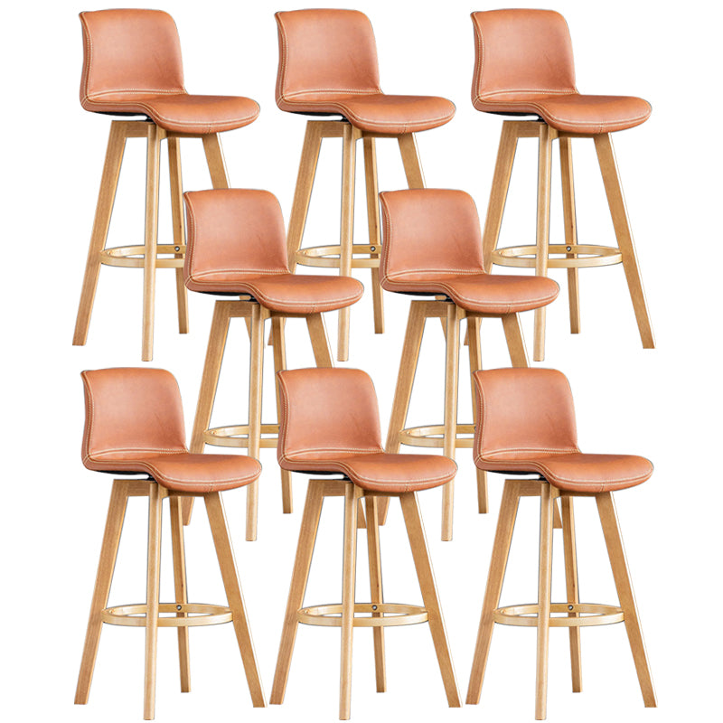 Contemporary Home Low Back Stool Matte Finish Leather Barstool