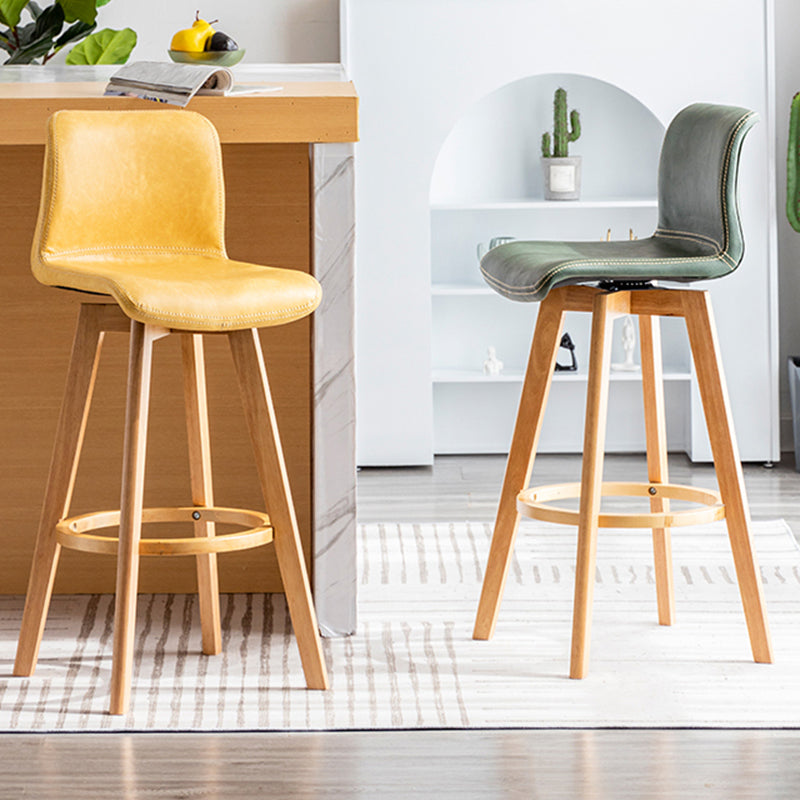 Contemporary Home Low Back Stool Matte Finish Leather Barstool