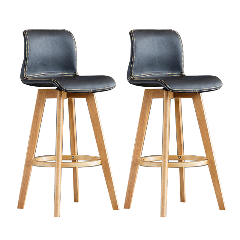 Contemporary Home Low Back Stool Matte Finish Leather Barstool