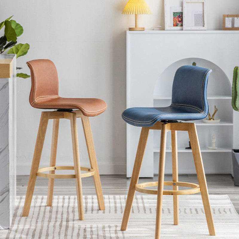 Contemporary Home Low Back Stool Matte Finish Leather Barstool