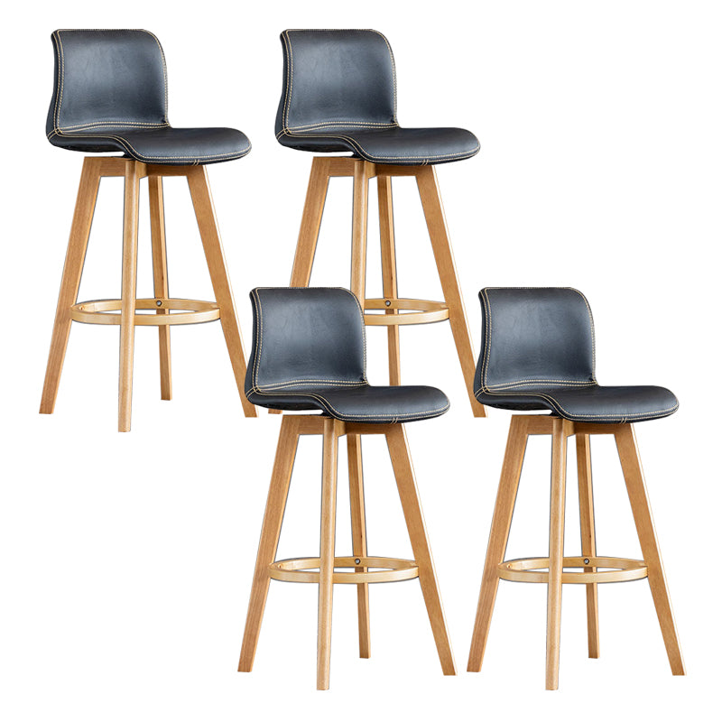 Contemporary Home Low Back Stool Matte Finish Leather Barstool